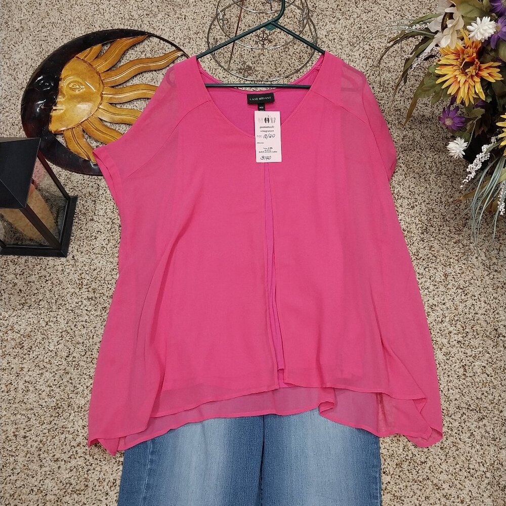 3140 Size 18/20 Lane Bryant Double Layer Blouse in Pink.